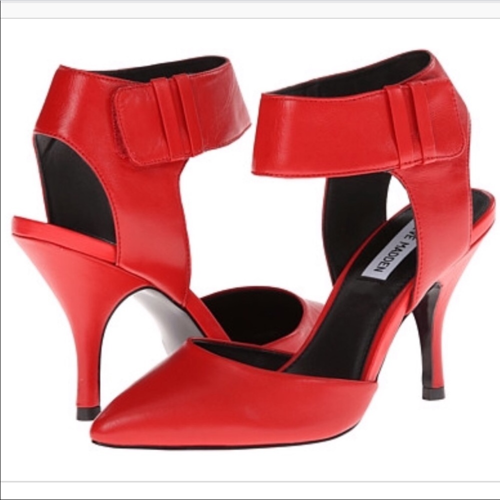 Steve Madden Red Pointed-Toe Ankle Strap Heels